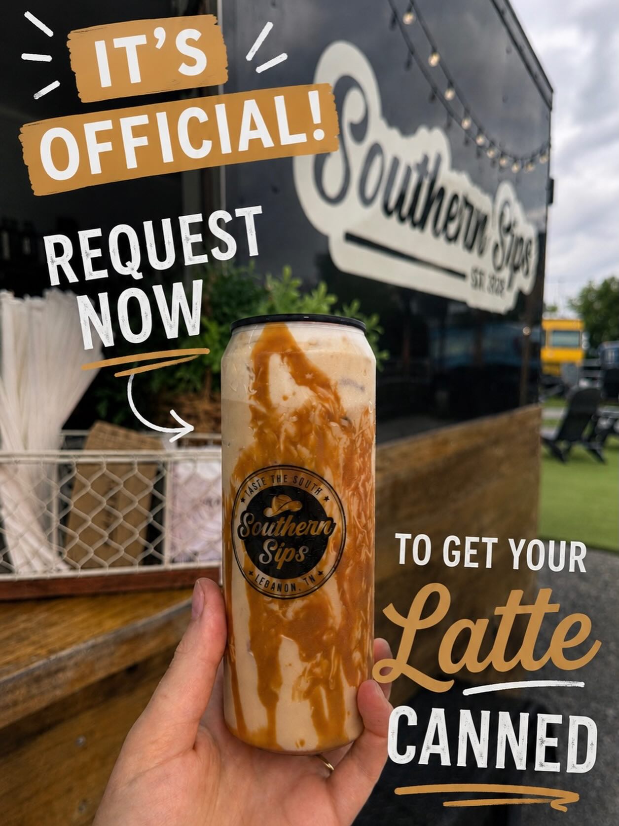 IT’S OFFICIAL ✨🥳  Viral canned lattes, matcha, and lemonades are here! 🤩  Just request your drink to be canned when ordering! 🥤✨  For now, this is exclusively available at the Magnolia Trailer @thetrailerparktn