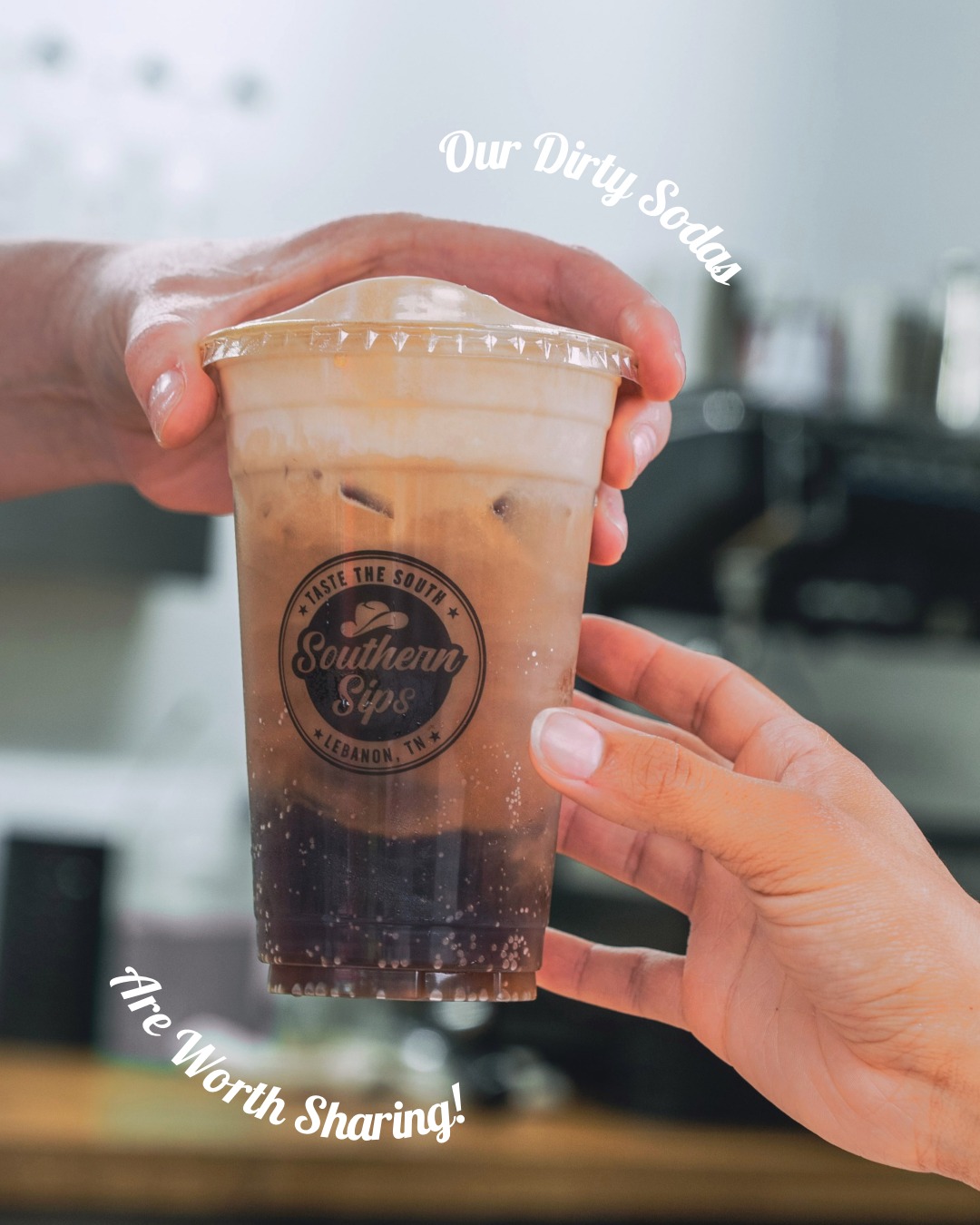 Dirty sodas and good friends. Name a better combo. 🥤🤝  Sweet, refreshing, and way too good to keep to yourself.  Tag the friend you're bringing to Southern Sips next. 👇